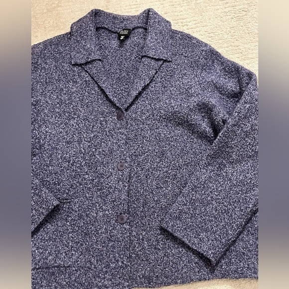 Eileen Fisher Sweaters - Eileen Fisher Wool/Nylon/Cashmere Button Collared Tweed Caridigan